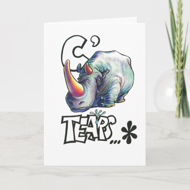Cartão de aniversário engraçado com rhino (Frente)