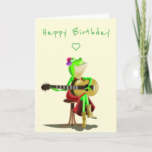 Cartão de Aniversário Engraçado com Sapo Tocando G