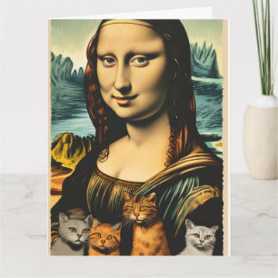 Cartão de aniversário engraçado da Mona Lisa com g
