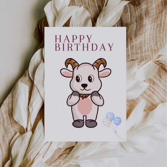Cartão de Aniversário Engraçado de Cabra (Goat, Funny Birthday Card)