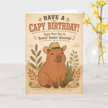 Cartão de Aniversário Engraçado de Capivara Cowboy