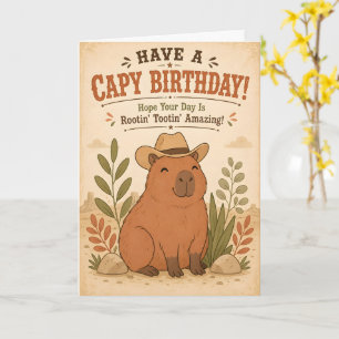 Cartão de Aniversário Engraçado de Capivara Cowboy