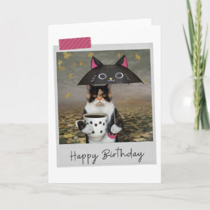 Cartão de aniversário engraçado de gato malhado de