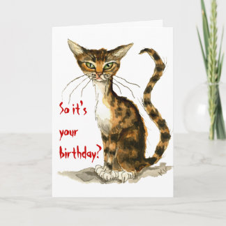 Cartão de aniversário engraçado de gato marrom rab