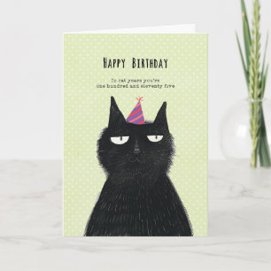 cartão de aniversário engraçado de gato preto