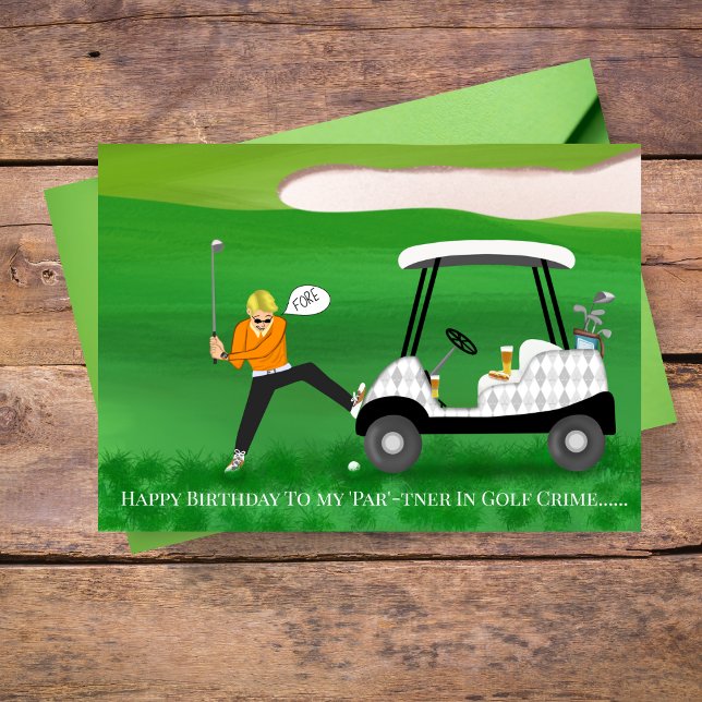 Cartão de Aniversário Engraçado De Golfer Com Cerv (Tee-rific birthday wishes for your golf-loving friend who enjoys a laugh!)