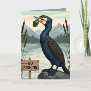 Cartão de aniversário engraçado de pesca em estilo