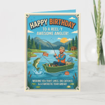 Cartão de aniversário engraçado de pesca para pesc