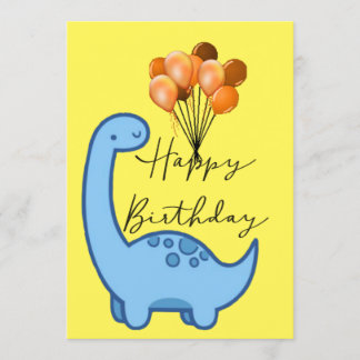 Cartão de aniversário engraçado dinossauro azul