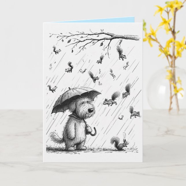 Cartão de Aniversário Engraçado do Esquilo do Cão (Flor Amarela)