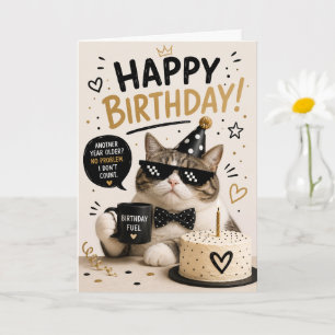 Cartão de aniversário engraçado e legal de gato pa