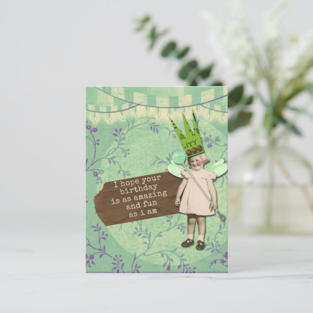 Cartão de Aniversário Engraçado e Sarcástico com A (Em pé/Frente)