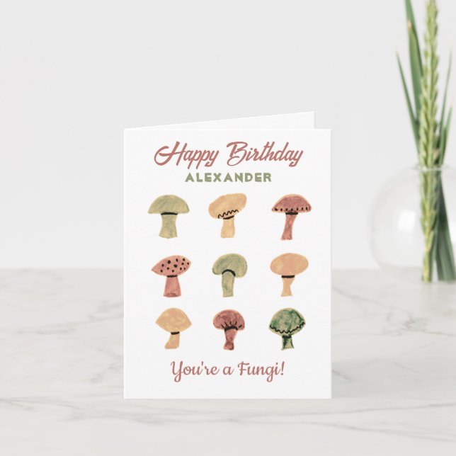 Cartão de Aniversário Engraçado Mushroom Personali (Frente)