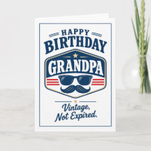 Cartão de Aniversário Engraçado para Avô Vintage N