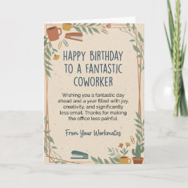 Cartão de Aniversário Engraçado para Colega de Tra
