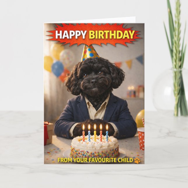 Cartão de Aniversário Engraçado para Pai com Cacho (Frente)