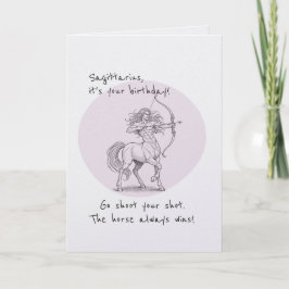 Cartão de aniversário engraçado para Sagitário de