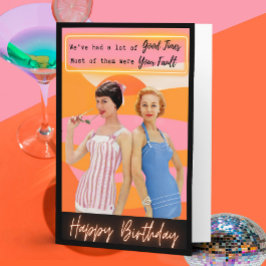 Cartão de aniversário engraçado retrô Melhor Amiga