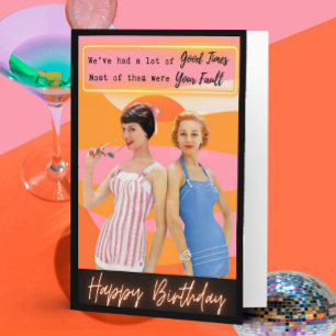 Cartão de aniversário engraçado retrô Melhor Amiga