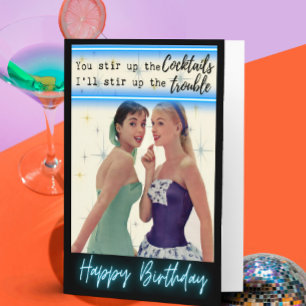 Cartão de aniversário engraçado retrô Melhor Amiga