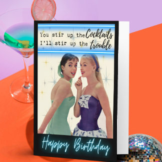 Cartão de aniversário engraçado retrô Melhor Amiga