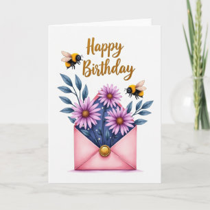 Cartão de Aniversário Envelope Rosa Doce