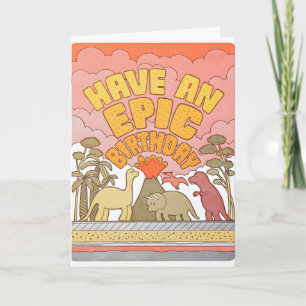 Cartão de Aniversário Épico de Dinossauros com Let