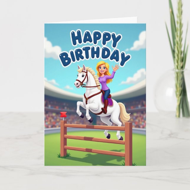 Cartão de Aniversário Equestre Alegre (Frente)
