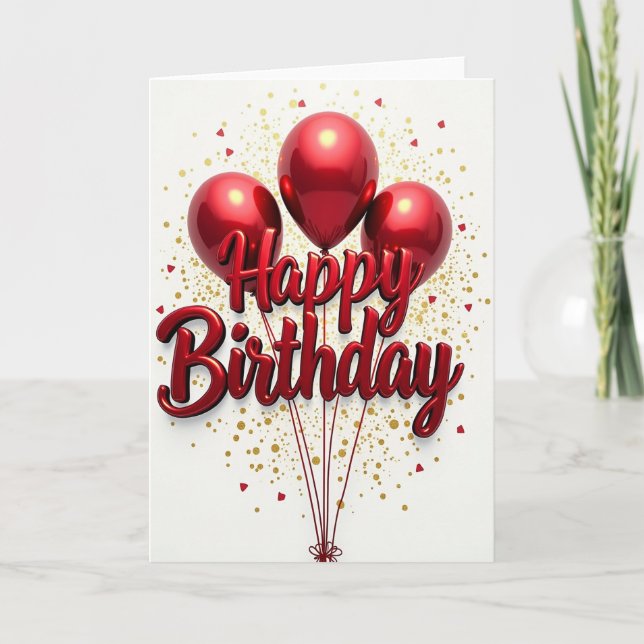 Cartão de Aniversário Esfera Vermelha (Frente)