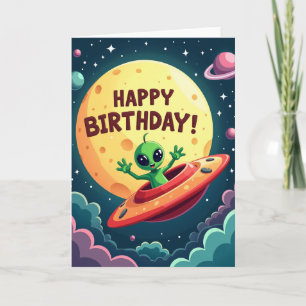 Cartão de Aniversário Espacial Alien