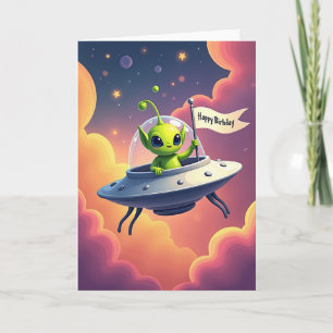 Cartão de Aniversário Espacial Doce