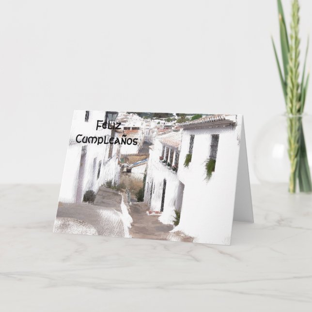 Cartão de Aniversário Espanhol de Rua (Frente)