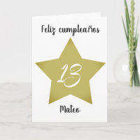 Cartão de Aniversário Espanhol Feliz 13 Cumpleaños