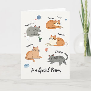 Cartão de Aniversário Estilizado de Gatos