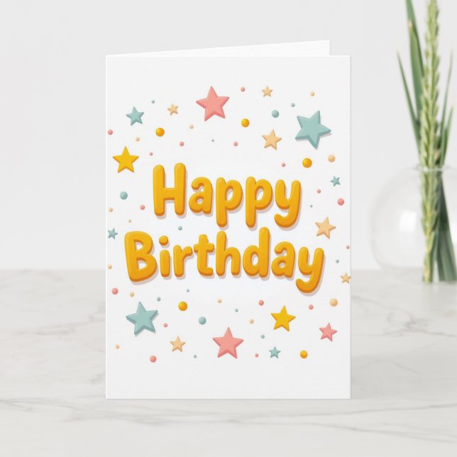 Cartão de Aniversário Estrela Alegre (Frente)