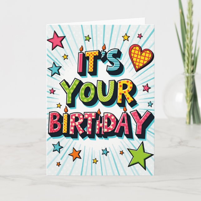 Cartão de Aniversário Estrela Alegre (Frente)