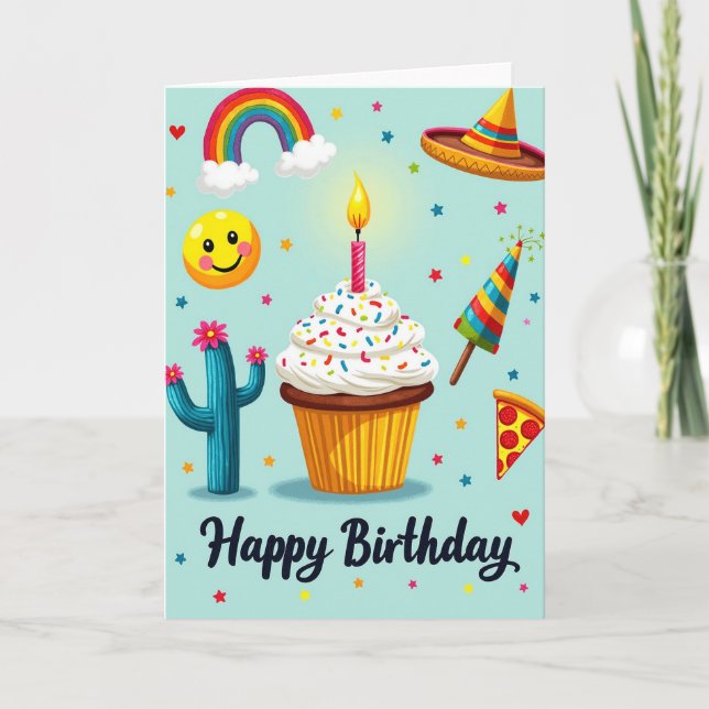 Cartão de Aniversário Estrela Arco-íris (Frente)