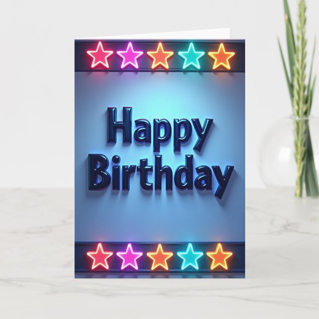 Cartão de Aniversário Estrela Azul (Frente)