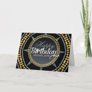 Cartão de aniversário Estrela Brilhante Prata Dour