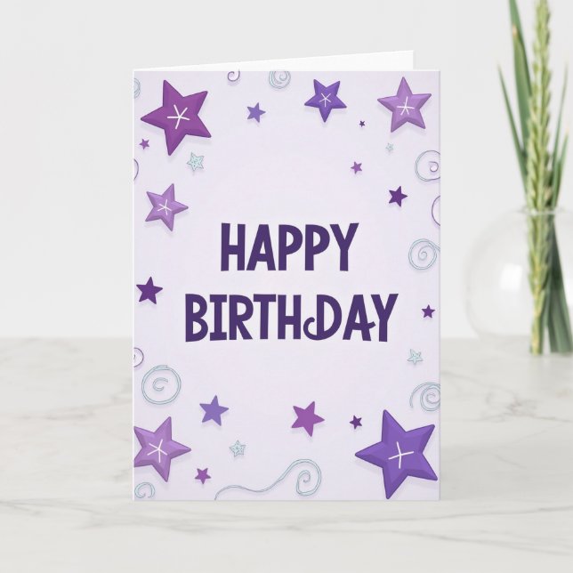 Cartão de Aniversário Estrela Gradiente (Frente)