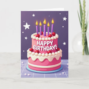 Cartão de Aniversário Estrela Lavanda