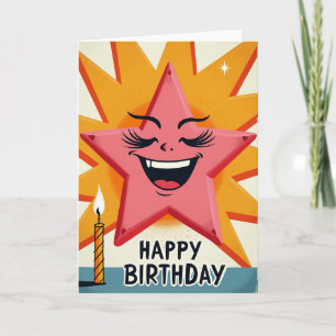 Cartão de Aniversário Estrela Retro