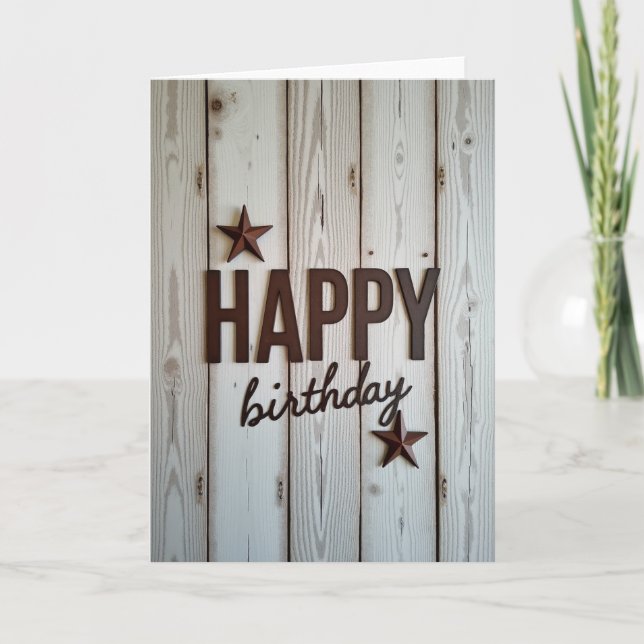 Cartão de Aniversário Estrela Rústica (Frente)