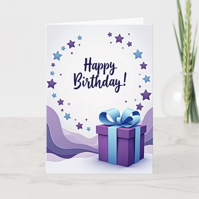 Cartão de Aniversário Estrelado (Frente)