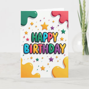 Cartão de Aniversário Estrelas Coloridas