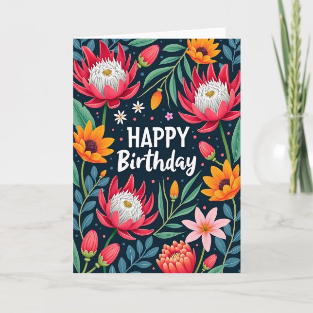 Cartão de Aniversário Exótico em Flor (Frente)