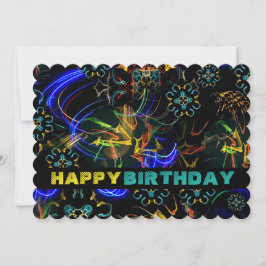 Cartão de Aniversário Explosão Exótica de Fogos de