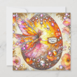 Cartão de Aniversário ~ Fada Decora Ovo ~