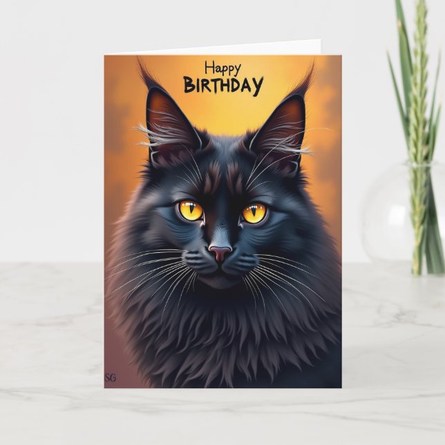 Cartão de Aniversário Felino Real (Frente)