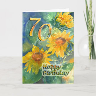 Cartão de Aniversário Feliz 70 - Girassóis